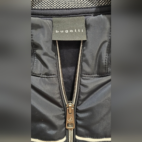 Bugatti Authentic Jacket Nylon/Knit Cotton Zipper Fitted Black size L - Picture 8 of 16